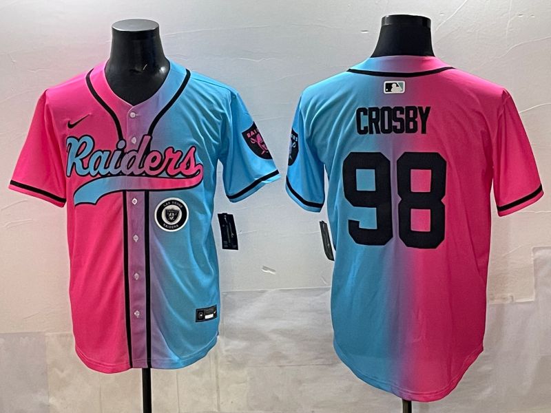 Men 2025 Oakland Raiders #98 Crosby Blue pink Nike Limited NFL Jersey style 009